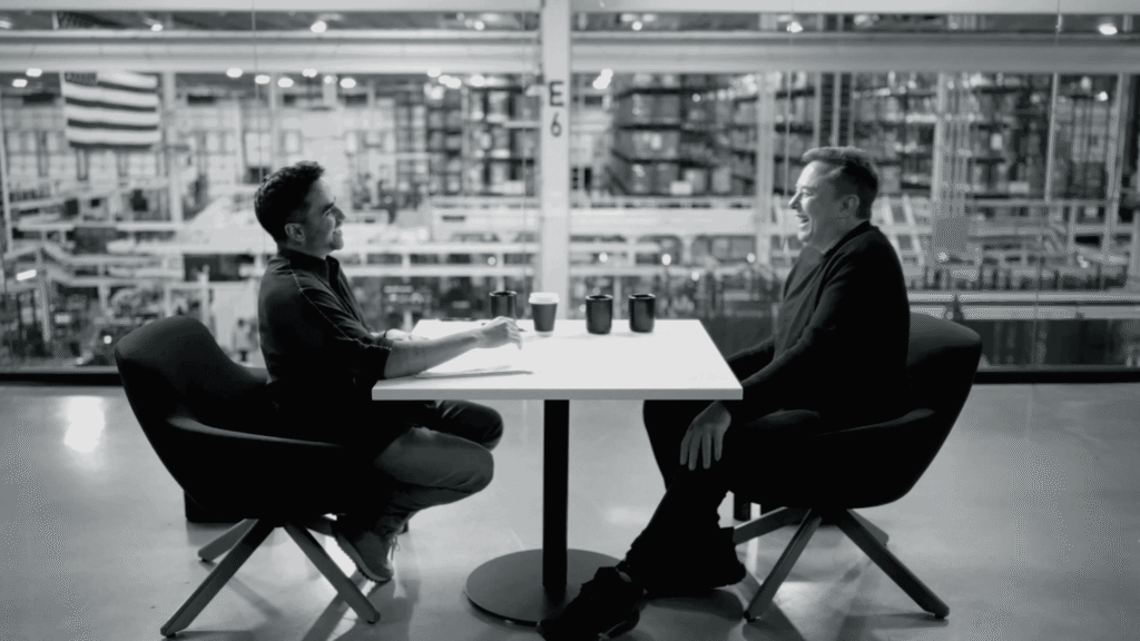 podcast with elon musk goes viral on x.com