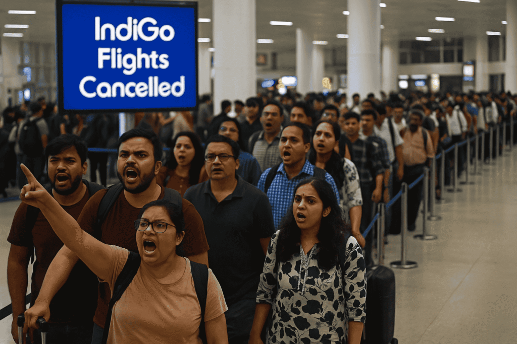 IndiGo flights delayed and cancelled at Indian airports after new pilot duty time rules lead to major disruption.